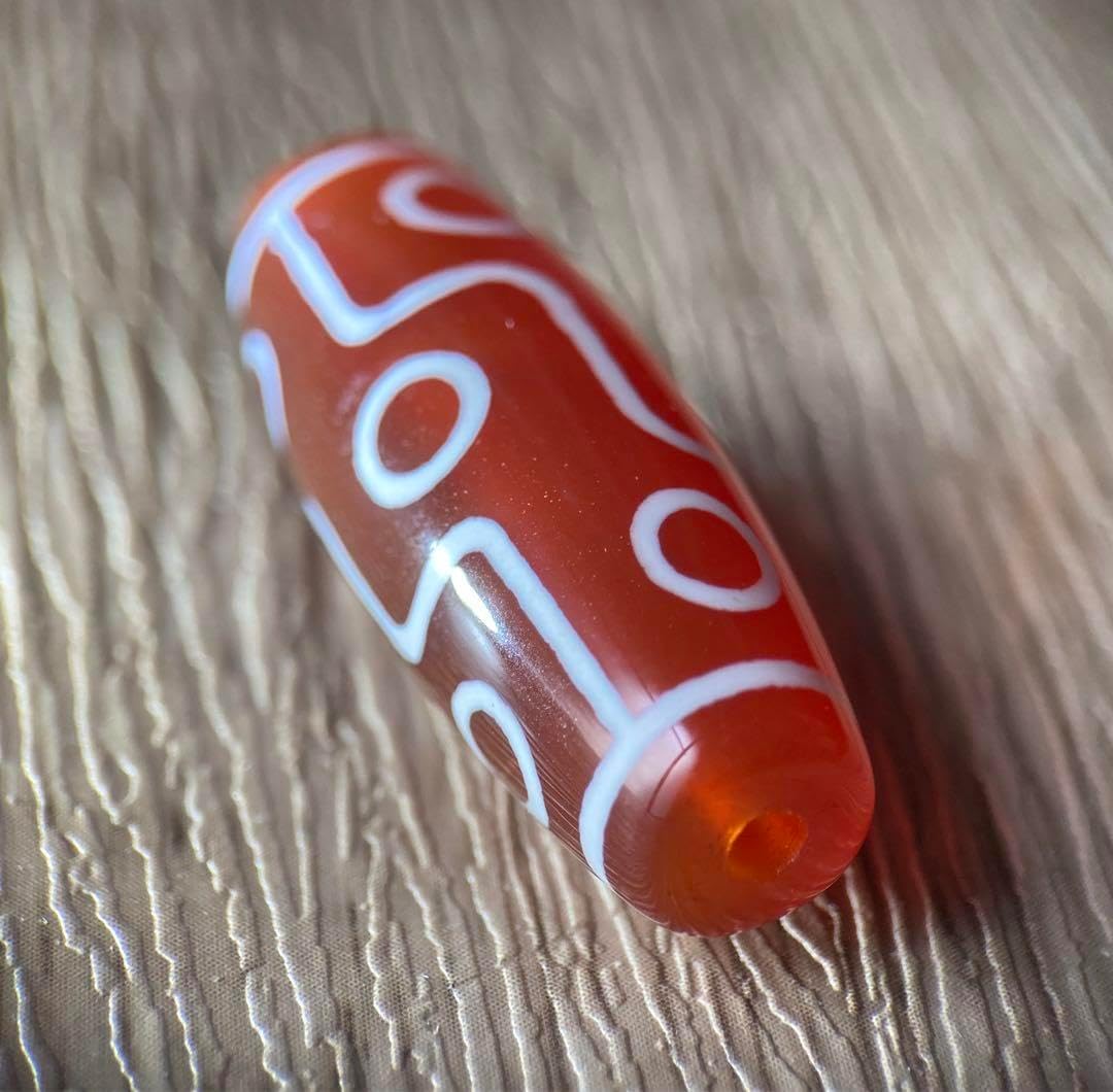 上肯紅天珠‼️西蔵老礦紅玉髄手工三眼天珠